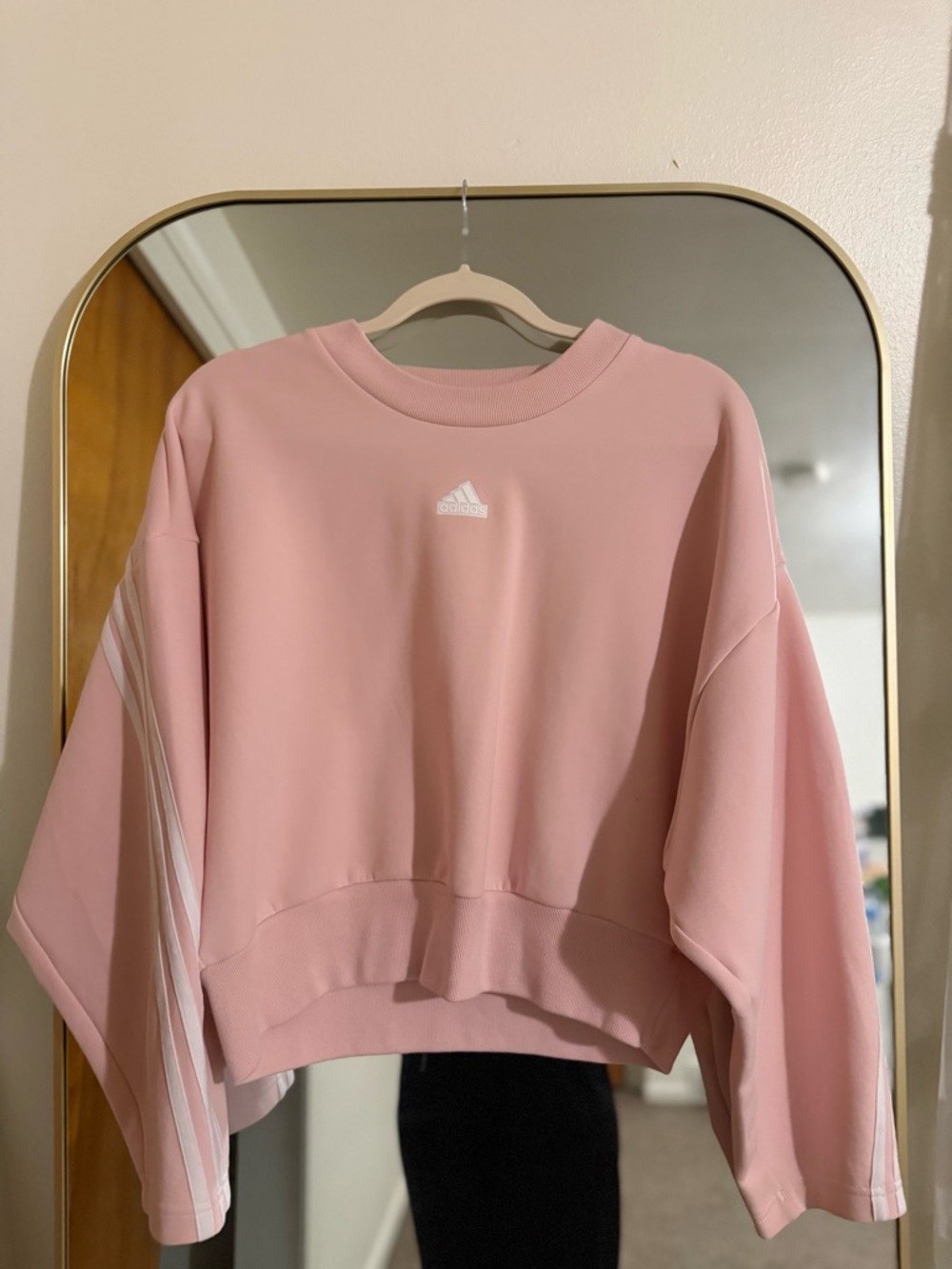 adidas Light Pink Cropped Crewneck Sweatshirt